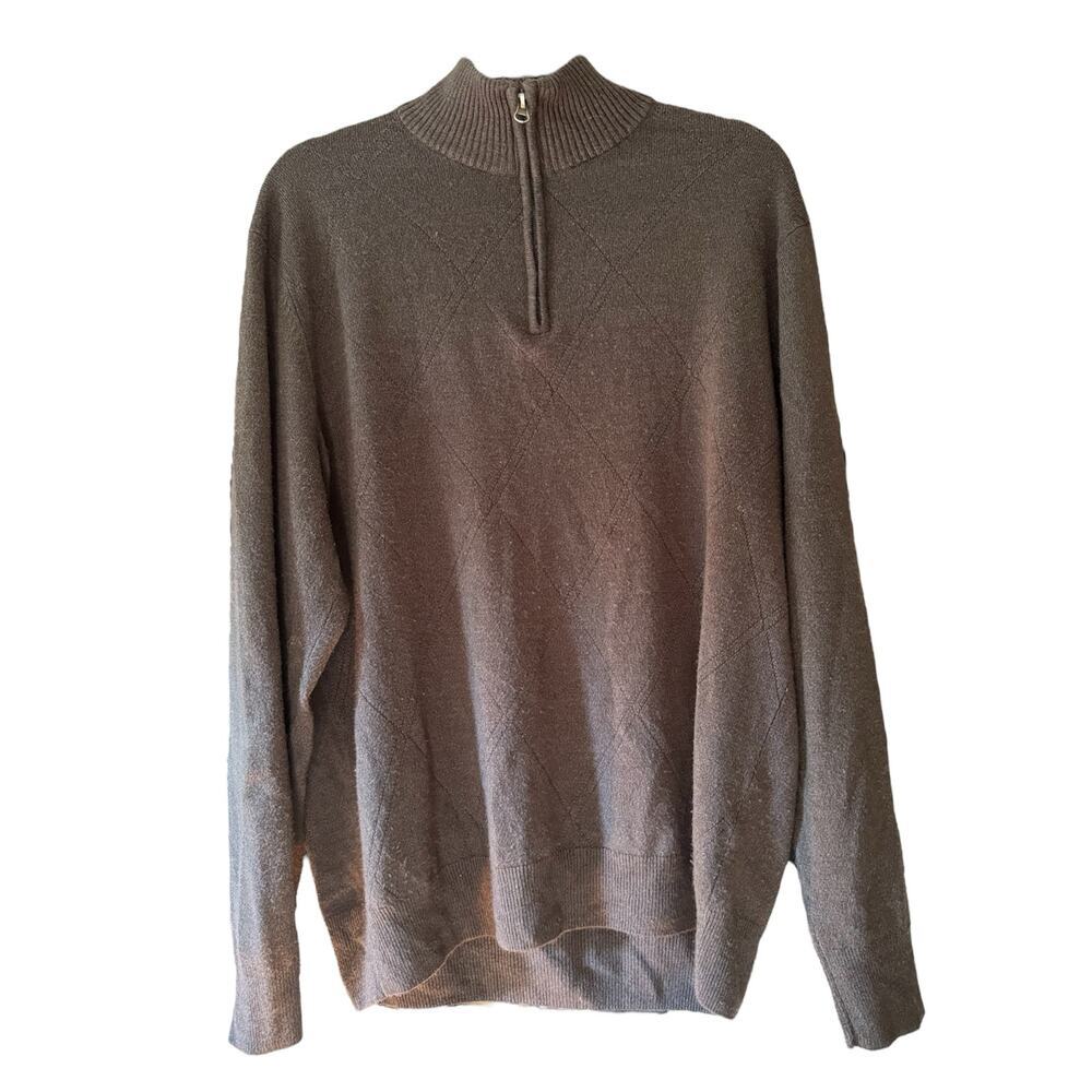 Dockers Men’s XL Quarter Zip Sweater Knit Pullover Mock Neck Long Sleeve Brown - Picture 3 of 8
